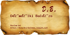 Dömölki Balázs névjegykártya